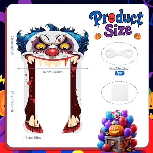 Halloween Creepy Clown Door Banner - Horror Scary Clown Backdrop for Party & Photo Booth