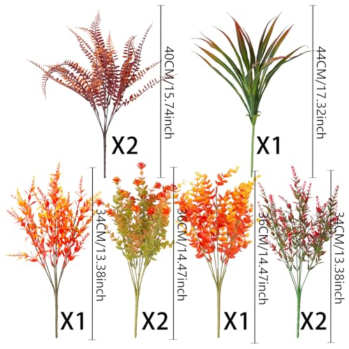 Artificial Fall Flowers Bundle - Autumn Orange & Red Decor for Indoor & Outdoor Seasonal Displays