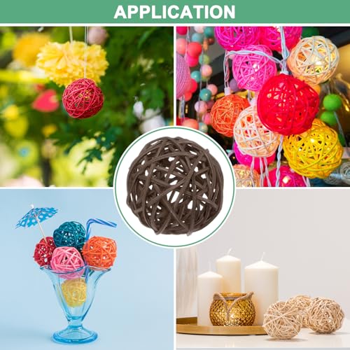 6-Pack 3.2 Inch Wicker Rattan Balls - Brown Decorative Vase Fillers