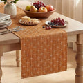 Caramel Cross-Star Textured Table Runner 13x72 Inch Waterproof Rustic Decor