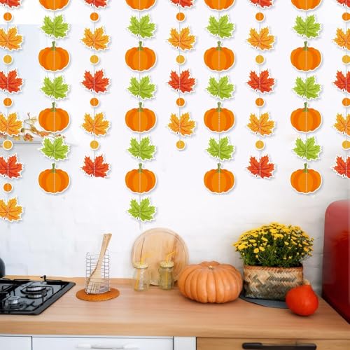 Fall Party Hanging Decorations Maple Leaf & Pumpkin Garland - Fall Color Variation