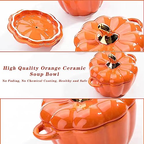 Orange Pumpkin Dutch Oven Pot with Lid - Ceramic Casserole & Baking Dish