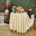 Beige Velvet Round Tablecloth 60 Inch Luxurious Soft Cover for Weddings & Events - Variation of THIS listing