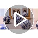 Blue & White Ceramic Decorative Balls Set - Chinoiserie Style for Centerpieces & Vases - 6 Pieces