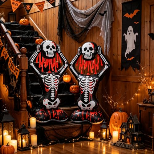 2 Pack Self Standing Skeleton Balloons - Halloween Decorations, 3.7FT