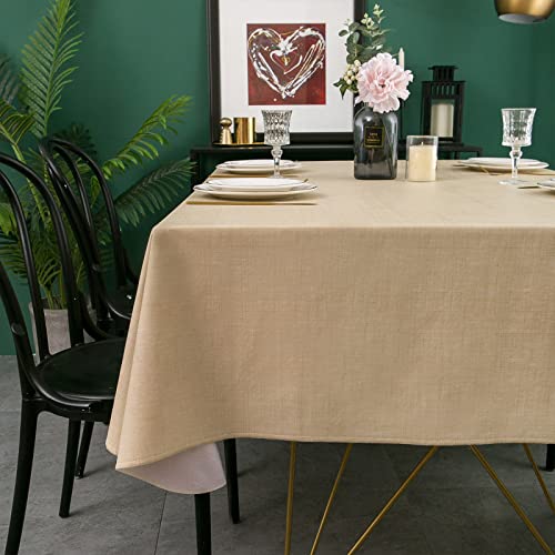 Vinyl Tablecloth with Flannel Backing - Champagne Waterproof & Stain-Resistant 60x102 Inches