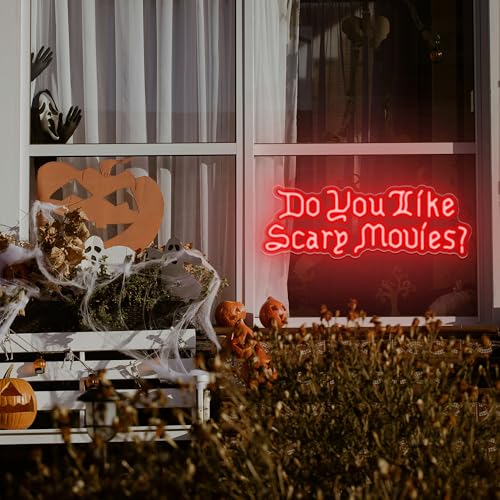 Scary Movie Neon Sign LED Light Red 17x6 Inches Halloween Decor
