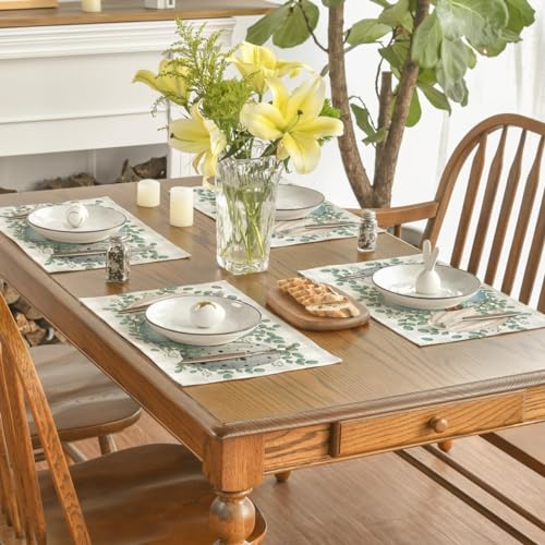 Eucalyptus Eggs Easter Placemats Set of 4 - 12x18 Inch Spring Dining Decor Beige