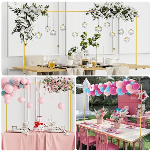 Gold Over The Table Rod Stand with Clamps - Adjustable Table Arch Banner Holders