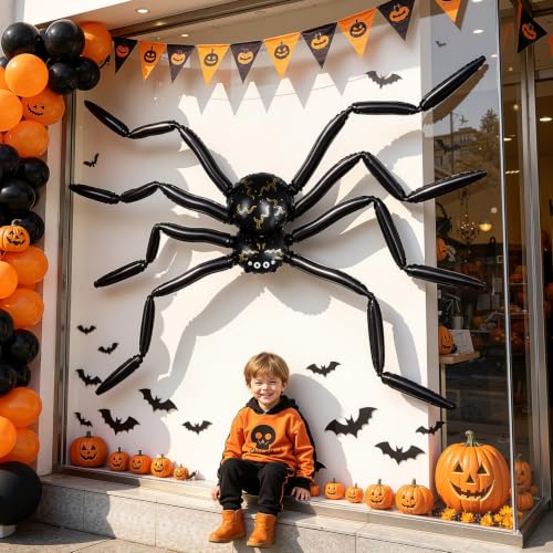 1Pcs Giant Halloween Spider Balloon - 10.2Ft Black Inflatable Spider Decoration