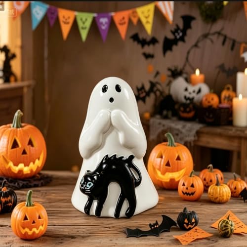 Halloween Ghost Figurine Cute Cat Spooky Resin Statue - Style 21