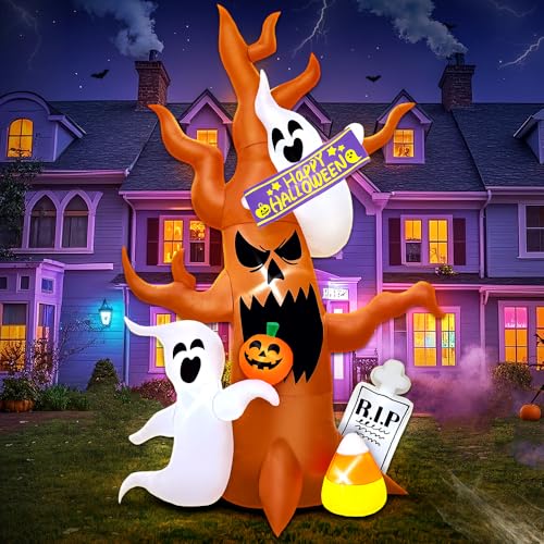 8FT Halloween Inflatable Spooky Tree with LED Lights - Outdoor Yard Decor