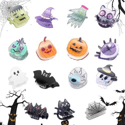 Mini Halloween Hair Claw Clips Set - 15 Styles for Spooky Costumes - Classic