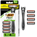 Black/Green BIC Flex 4 Men's Refillable 4-Blade Razor Set with Handle & 4 Cartridges