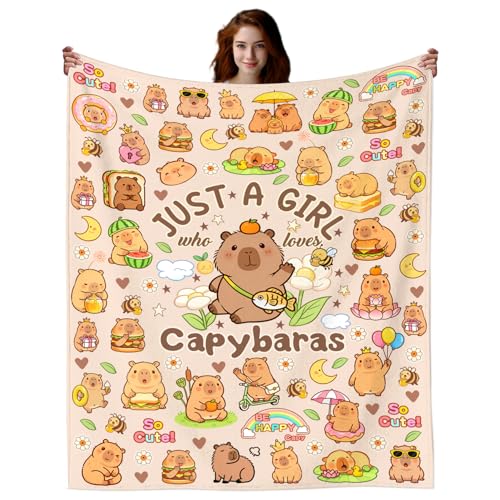 Capybara Plush Throw Blanket for Kids 50x40 Inches - Cozy Gift for Animal Lovers