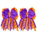 Halloween Hair Bows for Girls - Curly Ribbon 3-Layer Clip with Orange & Purple Variation