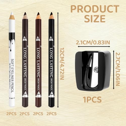 8Pcs Barber Pencil Set with Lid for Hairline & Beard Shaping - Natural Colors