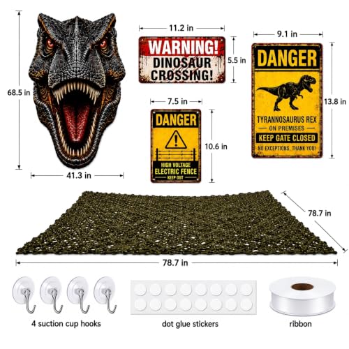 Dinosaur Trunk or Treat Decorations Kit Halloween Jungle Safari Car Garage Set with Backdrop