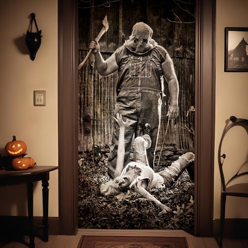 Halloween Door Backdrop Banner Creepy Devil Scary Party Decoration 73x35 Inch
