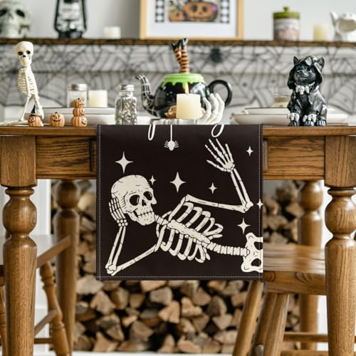 Black 13x60 Inch Halloween Table Runner - Artoid Mode Home Decor