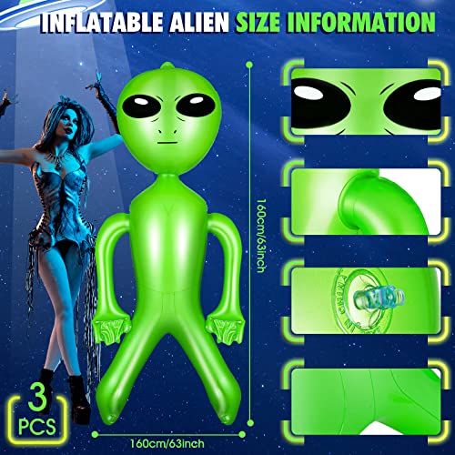 63 Inch Inflatable Alien Party Decoration - Green Space Themed Balloon Set