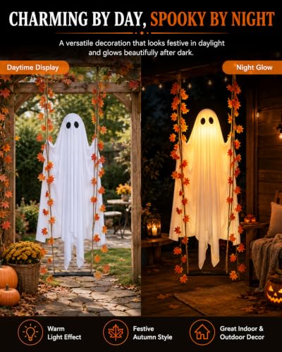 Swinging Ghost Halloween Decor for Outdoor Tree and Yard Display