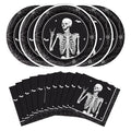 Halloween Paper Plates and Napkins Set - Skeleton Design, 50 Pcs - Halloween