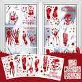Halloween Bloody Handprint Footprint Window Stickers - 165 pcs Spooky Decor