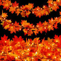 9FT Plug-in Fall Garland with 50 Orange Incandescent Lights - Connectable Indoor Outdoor Decor - 1 Pack