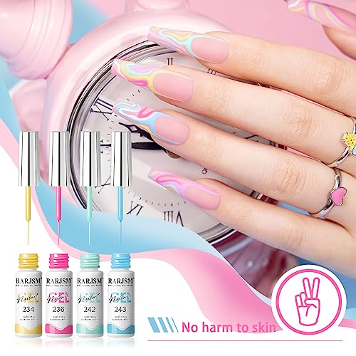 12Pcs Summer Castle Gel Nail Art Liner Set with Thin Brush - 5ml Colors