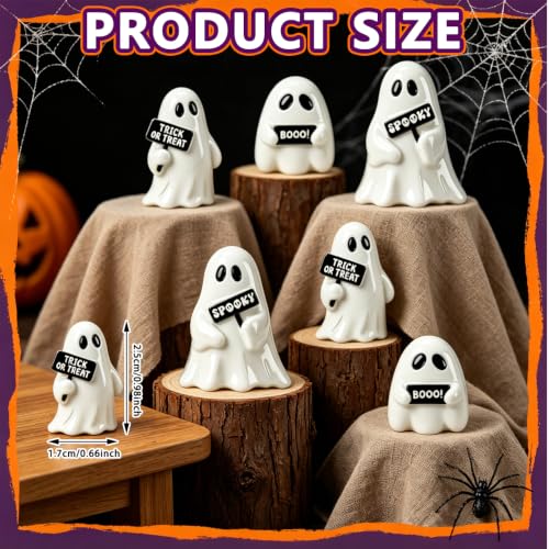 Mini Ghost Figurines Set - Halloween Decor 51 Pieces Cute Spooky Statues