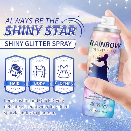 Glow Silver Body Glitter Spray - Temporary Sparkle for Hair & Skin 2.11 Fl Oz - Variation of THIS listing