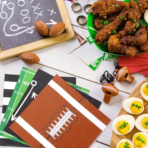 Football Disposable Paper Napkins 6.5 x 6.5 Inch Pack of 120 - Party Decorations