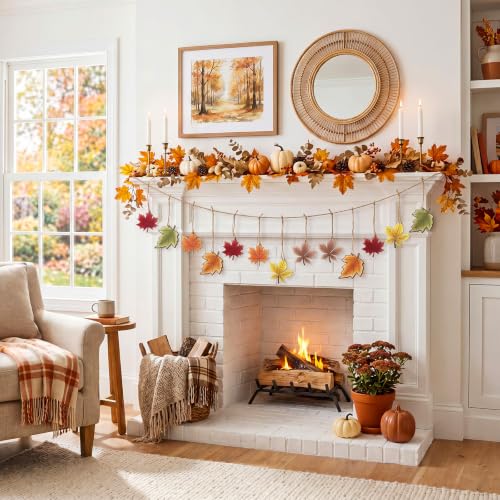 Trendy Fall Wooden Maple Leaf Ornaments for Tree - 24 pcs Halloween Thanksgiving Decor