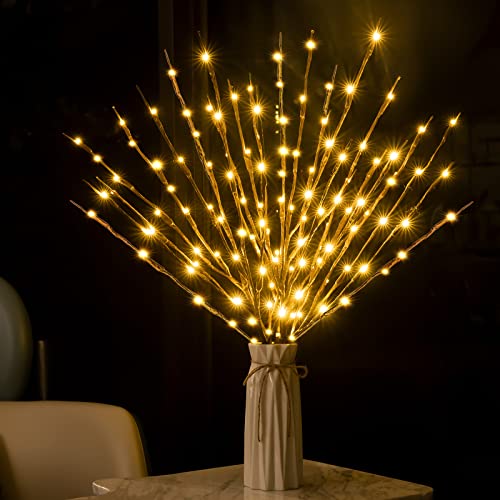 2 Pack LED Lighted Branches - Battery Operated Willow Tree Lights, Warm White