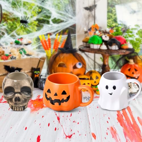 Yellow Pumpkin Halloween Ceramic Mug - 13oz Coffee Cup with Pumpkin Pattern, Gift for Adults & Kids