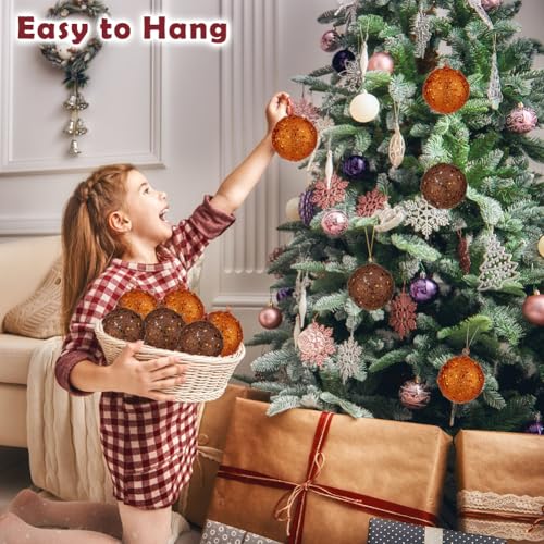 Large Orange Christmas Ornaments Set - 3.15 Inch Shatterproof Holiday Decor, 6 Pcs