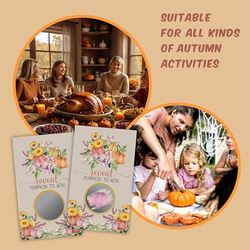 Halloween Pumpkin Scratch Cards - 40 Fall Party Game Tickets for Raffles & Celebrations