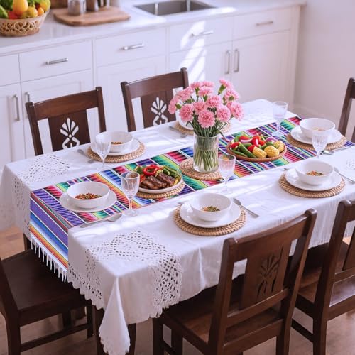 Purple Mexican Serape Table Runner 14 x 84 Inch for Fiesta & Wedding Decorations