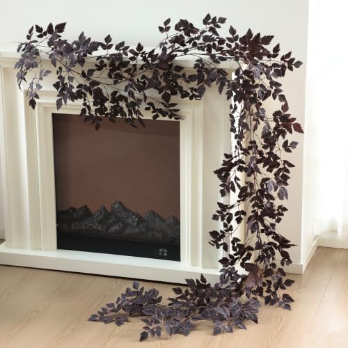 Artificial Vines Garland 10FT Burgundy Faux Cimicifuga Leaf Decor for Fall & Holiday