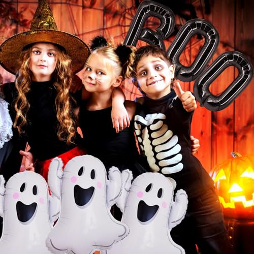 Halloween Foil and Ghost Balloon Set - 6 Pieces for Party Decorations