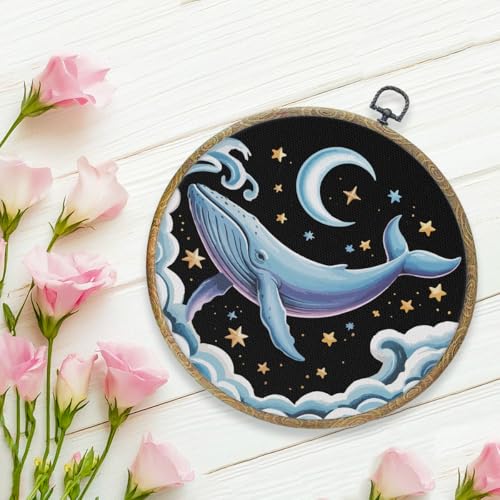 Whale Shark Wall Art Canvas - Moon Framed Ocean Decor for Home & Office - Whale 0575