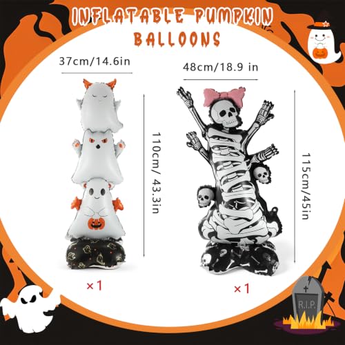 Halloween Ghost & Skeleton Foil Balloons - 2 Pack Spooky Party Decor