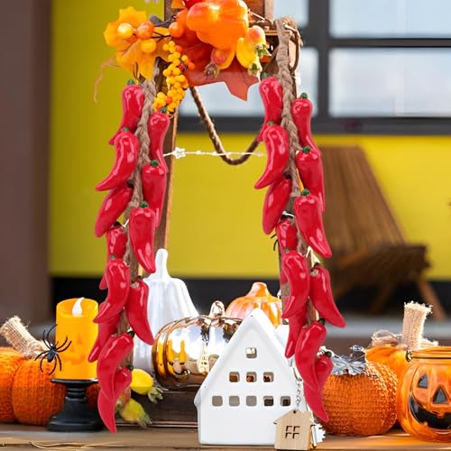 Ceramic Chili String Decoration - Faux Red Pepper Garland for Kitchen & Home Decor - Variation of THIS listing