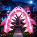 Pink Halloween Shark Inflatable Archway - 13FT Yard Lawn Decor with LED Lights