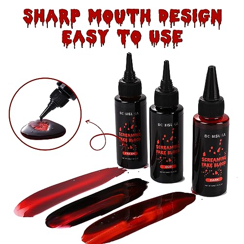 Dark Fake Blood for Halloween & SFX Makeup - 1.76oz Washable Liquid Kit