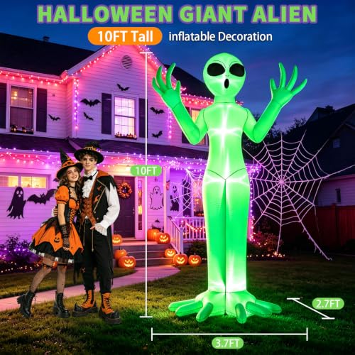 10FT Giant Halloween Alien Inflatable Outdoor Decoration with LED Lights