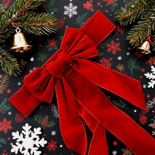 8 Pcs Christmas Cabinet Ribbons Bows Velvet Decor - Holiday Party Supplies