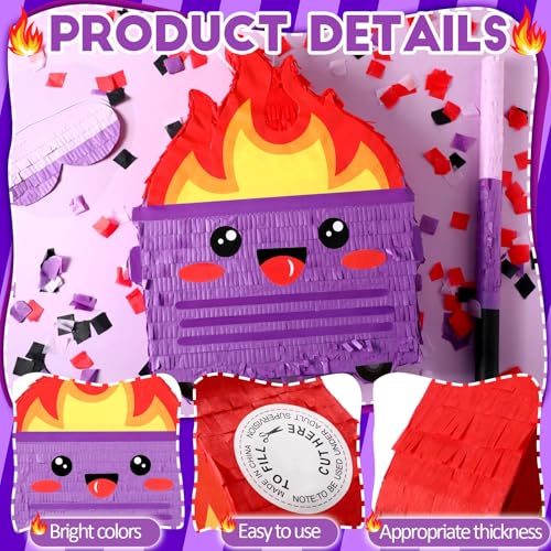 Dumpster on Fire Piñata for Birthday Party - Purple, 15.75 x 12.6 Inches Variation of THIS listing