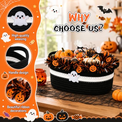 Halloween Boo Basket Set with Ribbons & Transparent Bag - Black & White